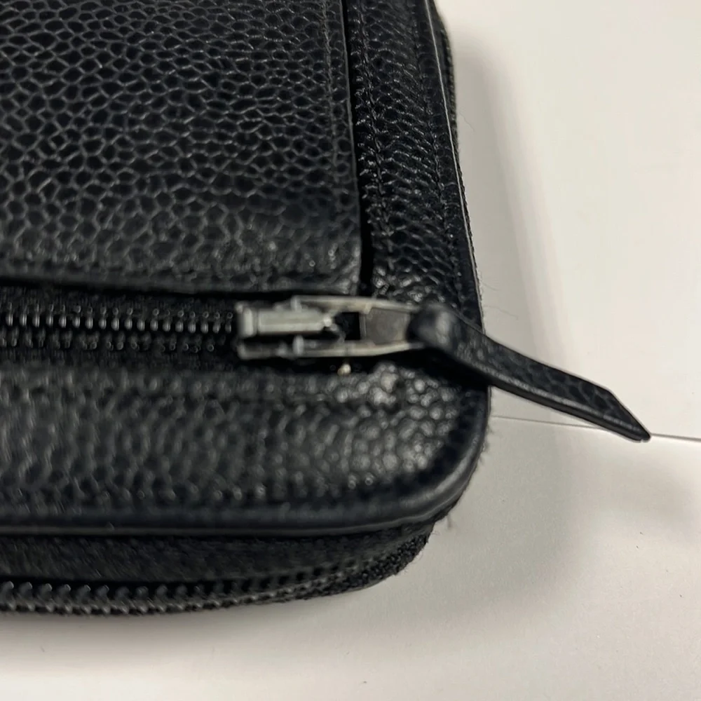 Chanel Classic Black Caviar Leather Long Clutch Zip Around Wallet